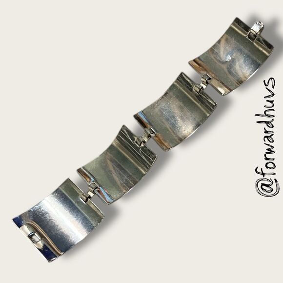 Vintage Taxco Sterling Silver Bracelet – 925 Marked – Hinged Panel Design - Picture 7 of 11